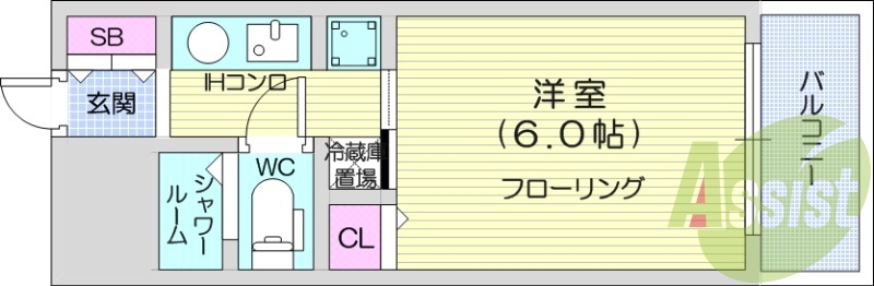 1K、オール電化、、3点ユニット、エアコン