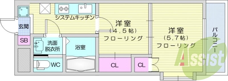 2Ｋ，オートロック、ネット無料、エアコン、出窓