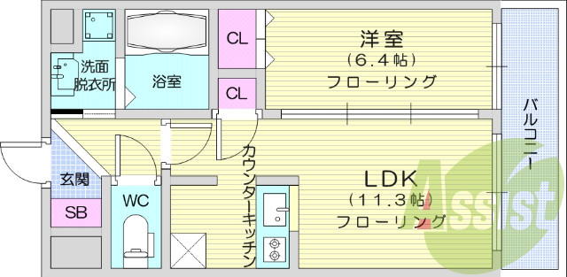 1LDK・オートロック、宅配BOX、エアコン、独立洗面台