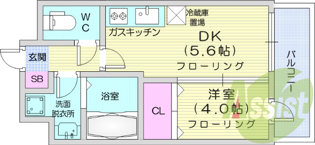 1DK、給湯器、洗面台、ウォシュレットトイレ、エアコン。