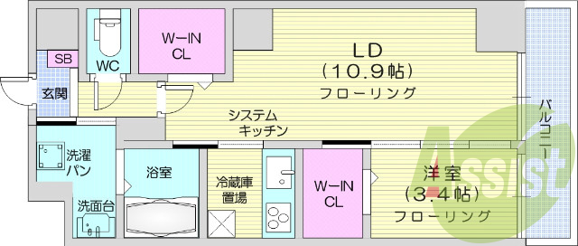 1LDK、オートロック付き、オール電化、浴室乾燥機付き