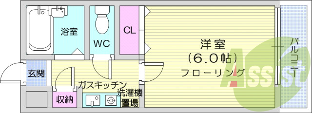 1K、バストイレ別、室内洗濯機置場、カメラ付きインターホン