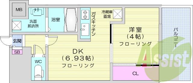 1DK、浴室乾燥、モニタ付きインターフォン、システムキッチン
