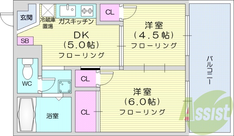 バストイレ別、室内洗濯機置き場、都市ガス