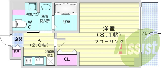 1K・宅配ボックス・バストイレ別で快適ですよ。