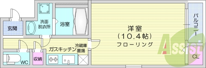 1K・インターネット無料、浴室乾燥機、エアコン、追い炊き