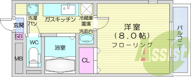 1K、モニター付きインターホン、エアコン