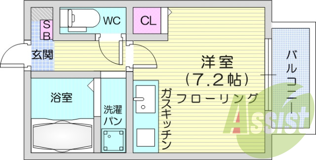 1K、追い焚き、バストイレ別、浴室乾燥機、エアコン