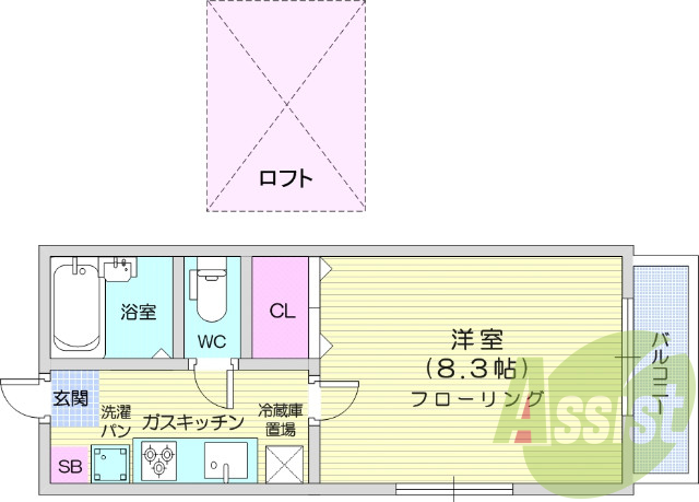 1K、システムキッチン、追い炊き、エアコン