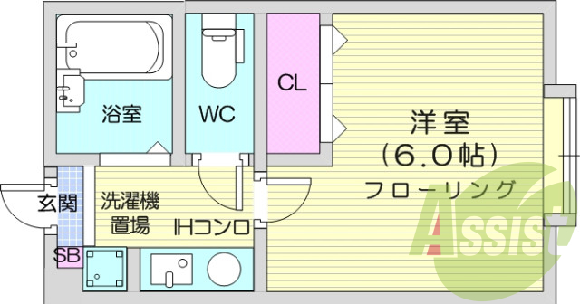 1K、室内洗濯機置場、温水洗浄便座、エアコン。