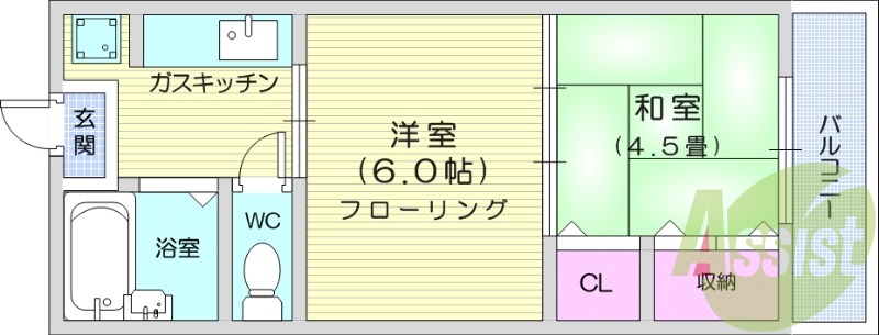 2K、エアコン、バルコニー、デジタルキー。