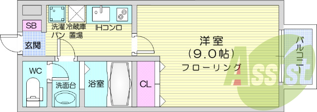 １K、ペット可、エアコン、バストイレ別、追い焚き
