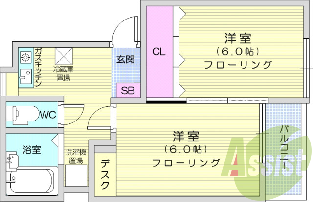 お写真は202号室のものです。参考にしてくださいませ。
