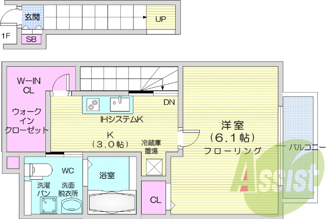 1K/浴室乾燥機・シャワートイレ・独立洗面台・脱衣所