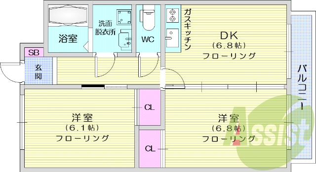 オートロック、温水洗浄便座、バス、トイレ別