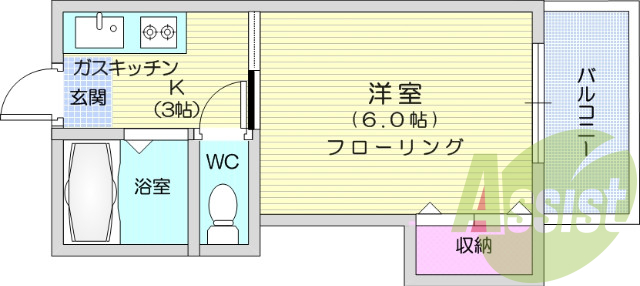 閑静な住宅街、収納スペース。洗濯機置き場