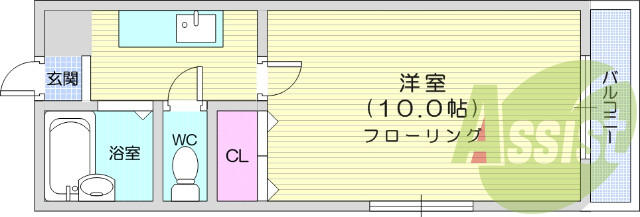 1K、BT別、綺麗なフローリング、エアコン