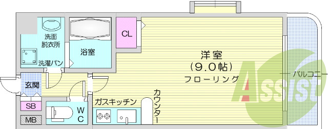 1R、モニター付きインターホン、オートロック