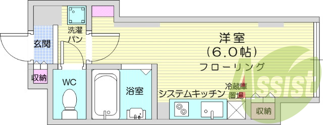 1R、モニター付きインターホン、オートロック