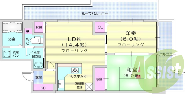 2LDK、カウンターキッチン、追い炊き機能付き、南向き