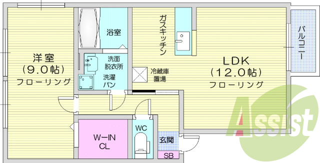 1ＬＤＫ、追炊き機能、独立洗面台、シューズボックス
