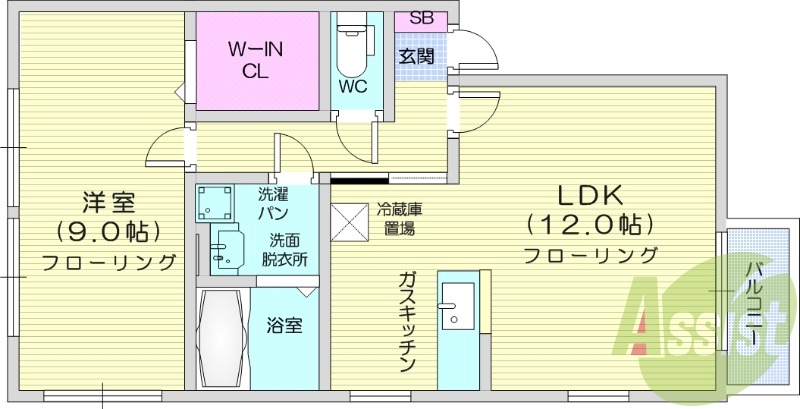 1ＬＤＫ、追炊き機能、独立洗面台、シューズボックス