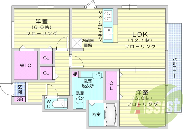 2LDK、駅徒歩10分圏内、ALSOK付、WIC、軽量鉄骨造