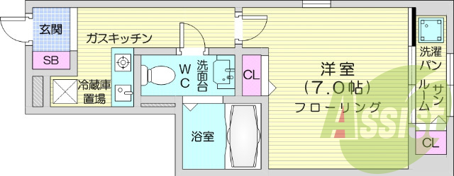 1K、追い焚き、浴室乾燥、システムキッチン