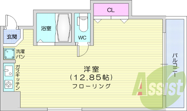 １R、モニター付きインターホン、エアコン