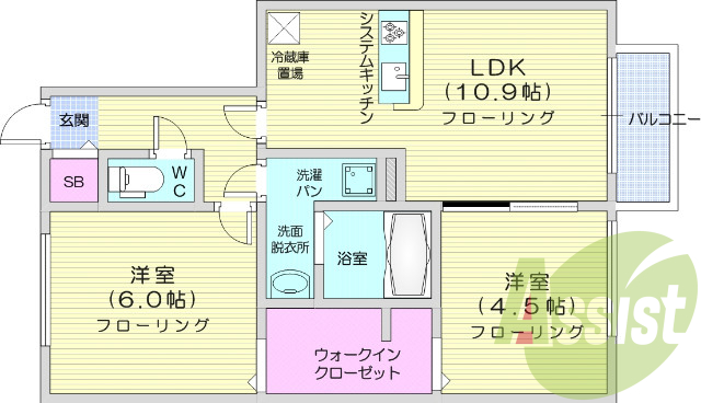 2ＬＤＫ、カウンターキッチン、シャンプードレッサー