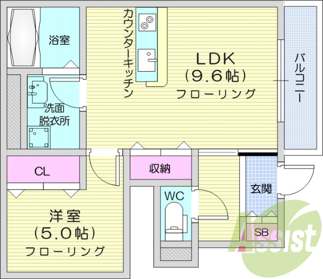 1LDK、オール電化、システムキッチン、TV付インターホン。