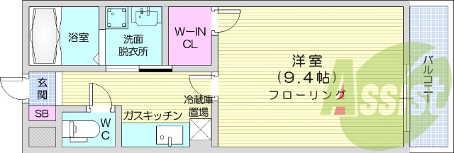 1K、B・T別、インターネット無料、オートロック、エアコン。