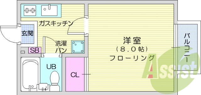 1K、エアコン、フローリング、シューズボックス