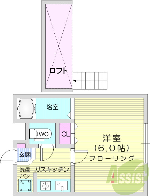 １K、エアコン、バストイレ別、モニターホン