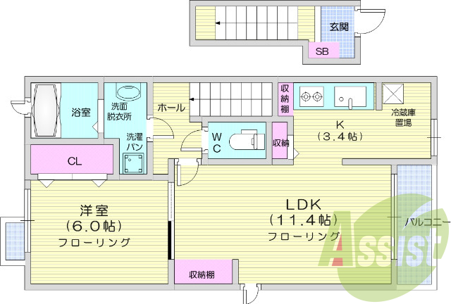 1ＬＤＫ、ペット可、浴室乾燥、独立洗面、エアコン２基