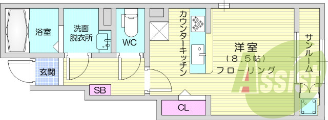 1K、設備充実、南向き、インターネット無料