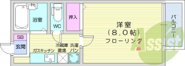 1K、独立洗面台、角部屋、エアコン、ウォシュレット