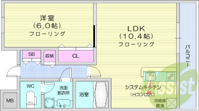 1LDK、センサー付き玄関灯、浴室乾燥換気扇、ペアガラス