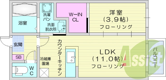 1LDK、ウォシュレット、モニター付きインターホン