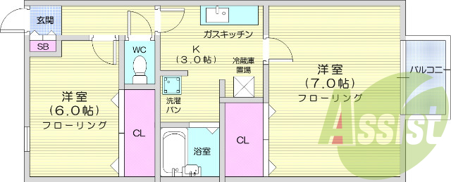 ２Ｋ・エアコン・ウォシュレット機能付きトイレ・洗濯パン