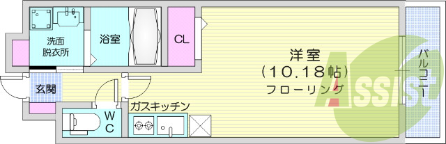 1K、オートロック浴室乾燥機、TV付インターホン。