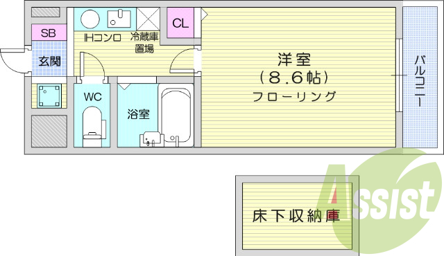 １K、無料Wi－Fi、B・T別、エアコン、床下収納