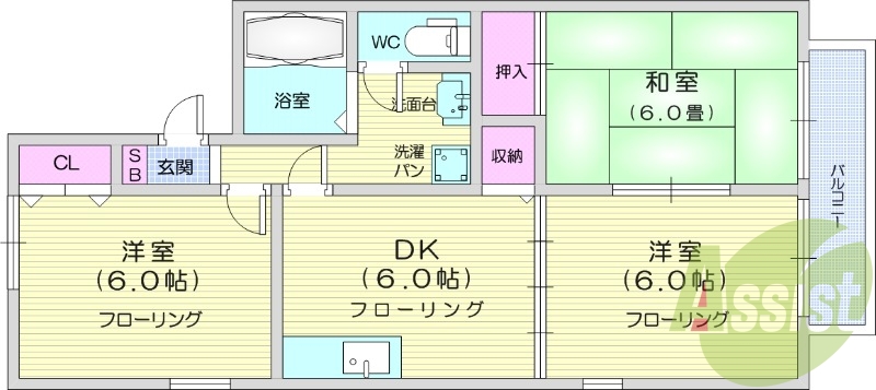3DK、温水洗浄便座、モニター付きインターホン