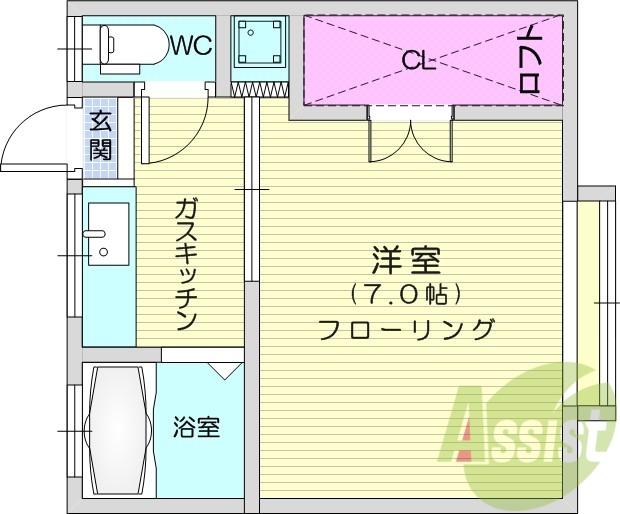 1K、ロフト、バス・トイレ別、室内洗濯機置場、温水洗浄便座
