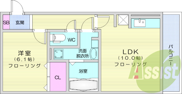 １LDK、フローリング、エアコン、収納、ウォシュレット