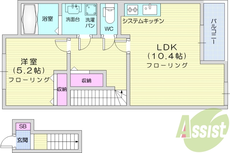 1LDK、浴室乾燥機、追い焚き機能、システムキッチン