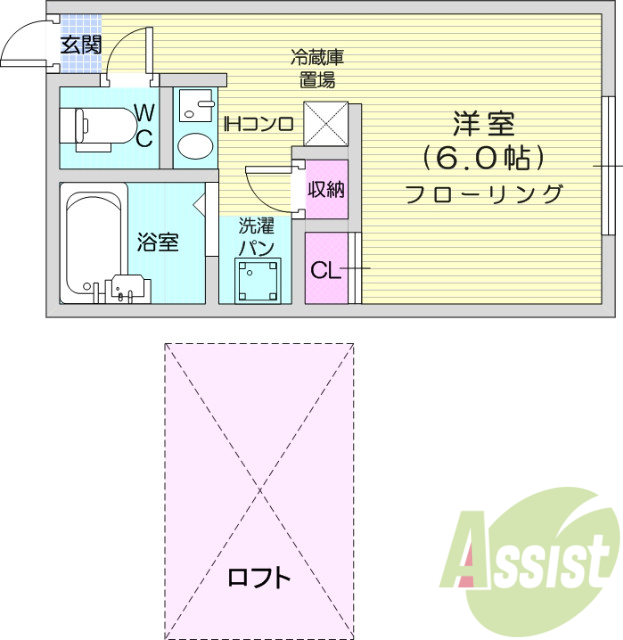1K 、エアコン、バストイレ別、シャンプードレッサー