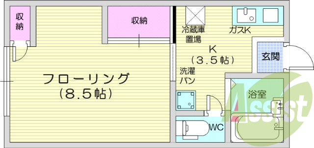 1K、光ファイバー、追い焚き、ウォシュレット機能付