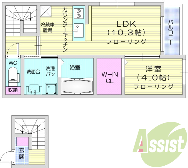 1LDK、バス・トイレ別、浴室乾燥機、追い焚き機能