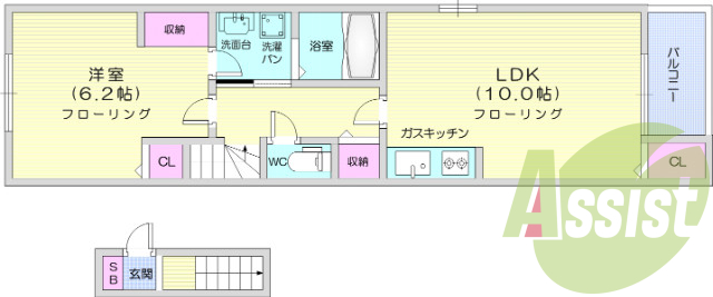 １LDK、エアコン、追い炊き機能、バストイレ別、浴室乾燥機